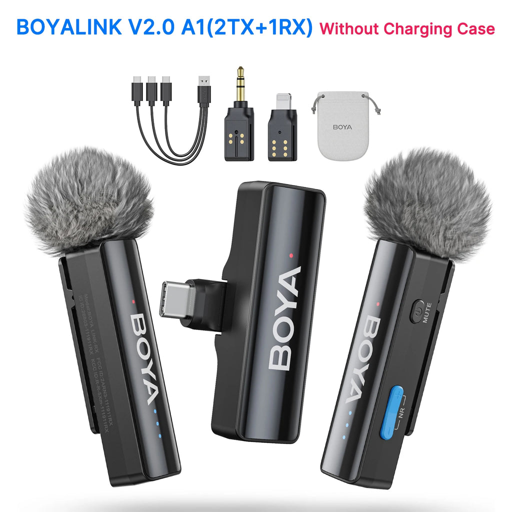 BOYA BOYALINK 2 Wireless Lavalier Microphone for iPhone Android DSLR Cameras Smartphone Gaming Youtube Video Recording Streaming