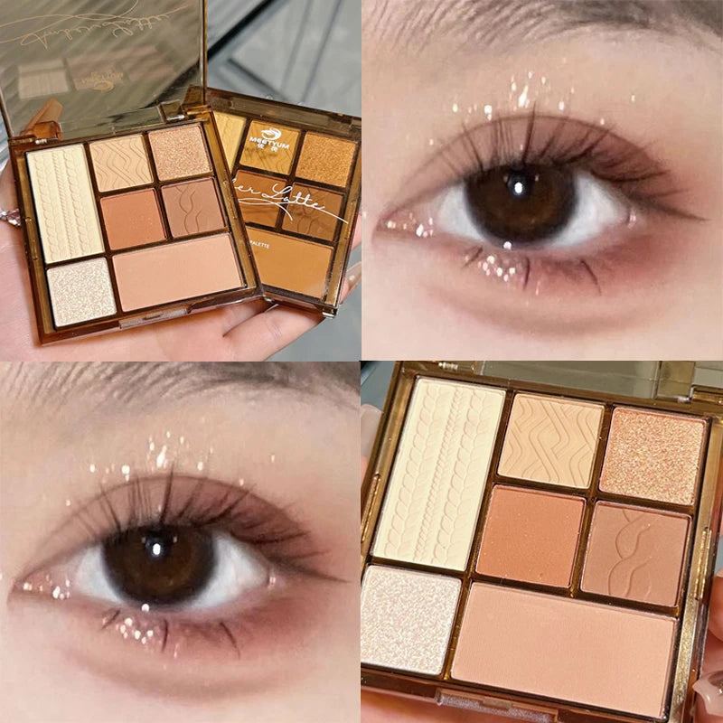7 Colors Rose Red Brown Eye Shadow Palette Matte Glitter Pearly Eyeshadow Palette Lasting Charming Eye Makeup Palette Cosmetics