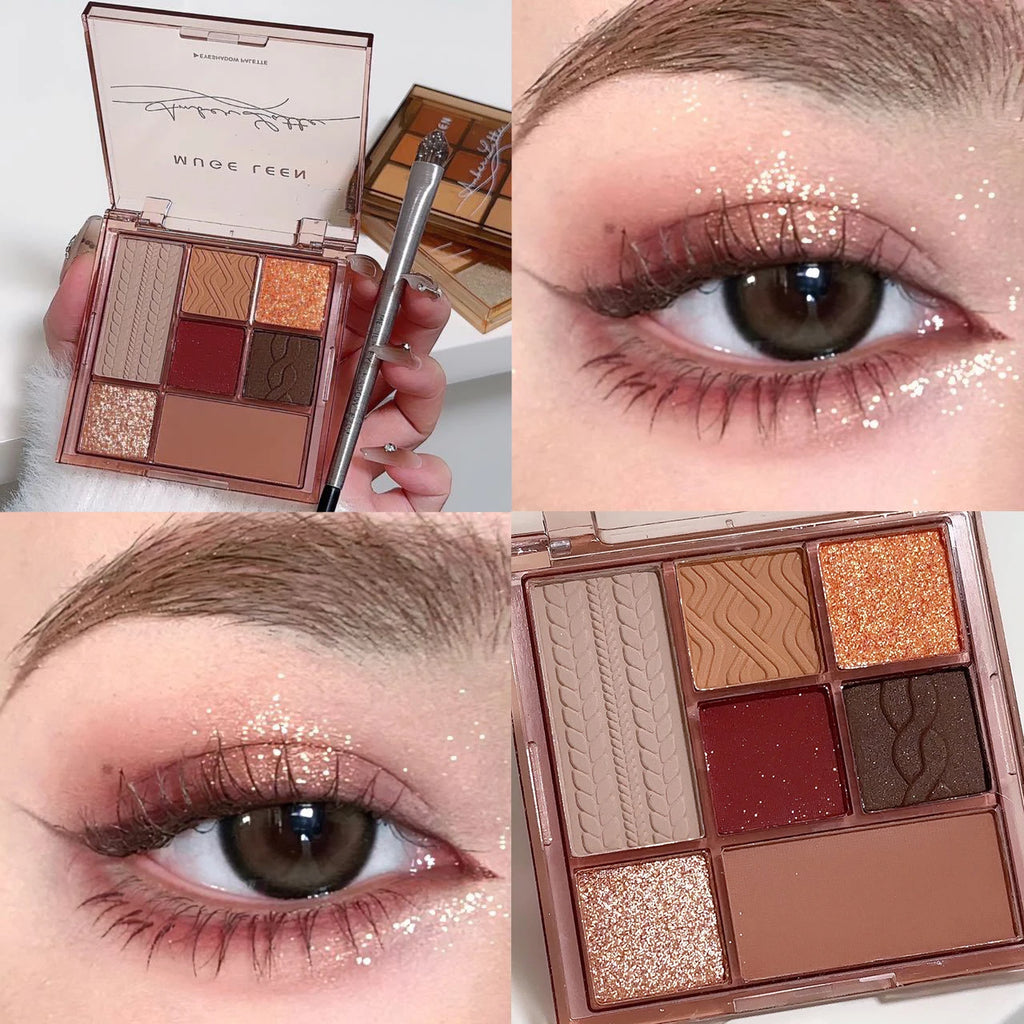7 Colors Rose Red Brown Eye Shadow Palette Matte Glitter Pearly Eyeshadow Palette Lasting Charming Eye Makeup Palette Cosmetics